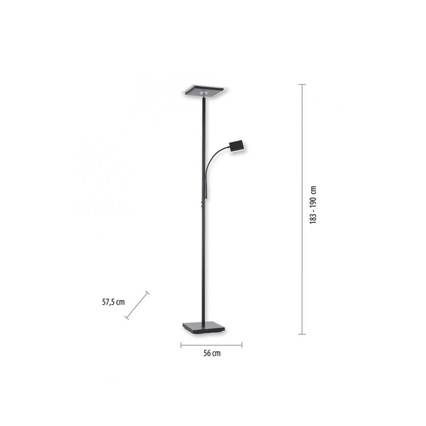 Leuchten Direkt 11710-18 - LED Himmennettävä lattialamppu HANS LED/21,5W/230V + LED/4W