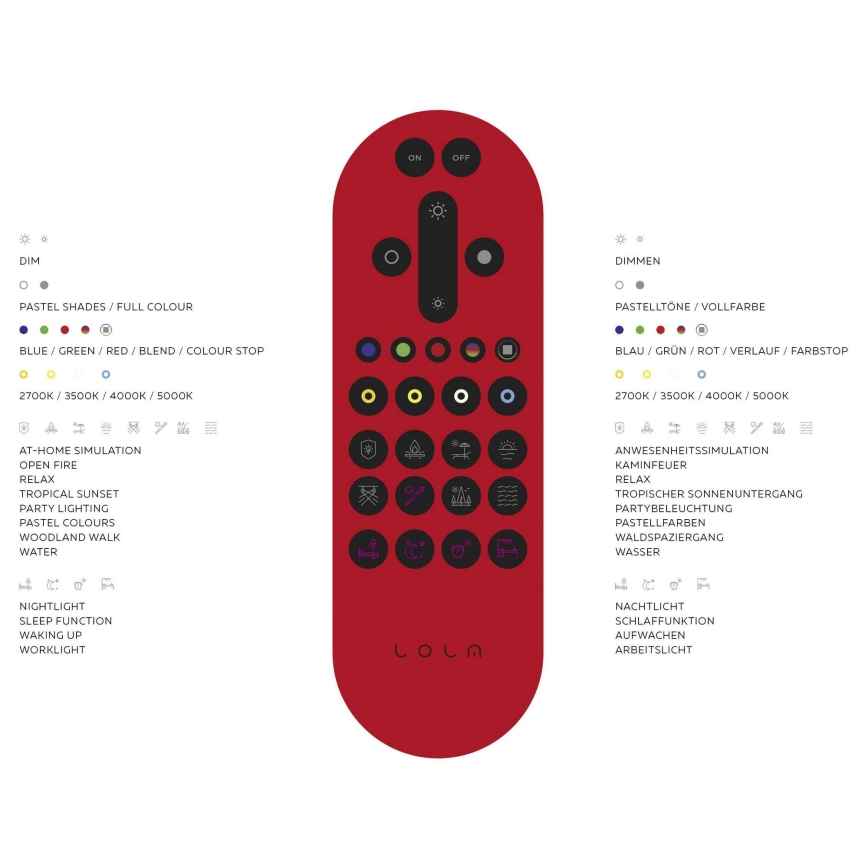 Leuchten Direkt 11925-55 - LED RGB Himmennettävä lattialamppu RUBEN 2xLED/11W/230V+LED/4,8W 2700-5000K + kaukosäädin