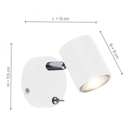 Leuchten Direkt 11941-16 - LED-seinäkohdevalo TARIK 1xGU10/5W/230V valkoinen