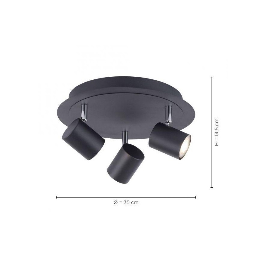 Leuchten Direkt 11943-13 - LED-kohdevalo ARIK 3xGU10/5W/230V antrasiitti