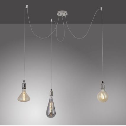 Leuchten Direkt 13571-55 - Kattokruunu johdossa DIY 3xE27/60W/230V hämähäkki mattakromi