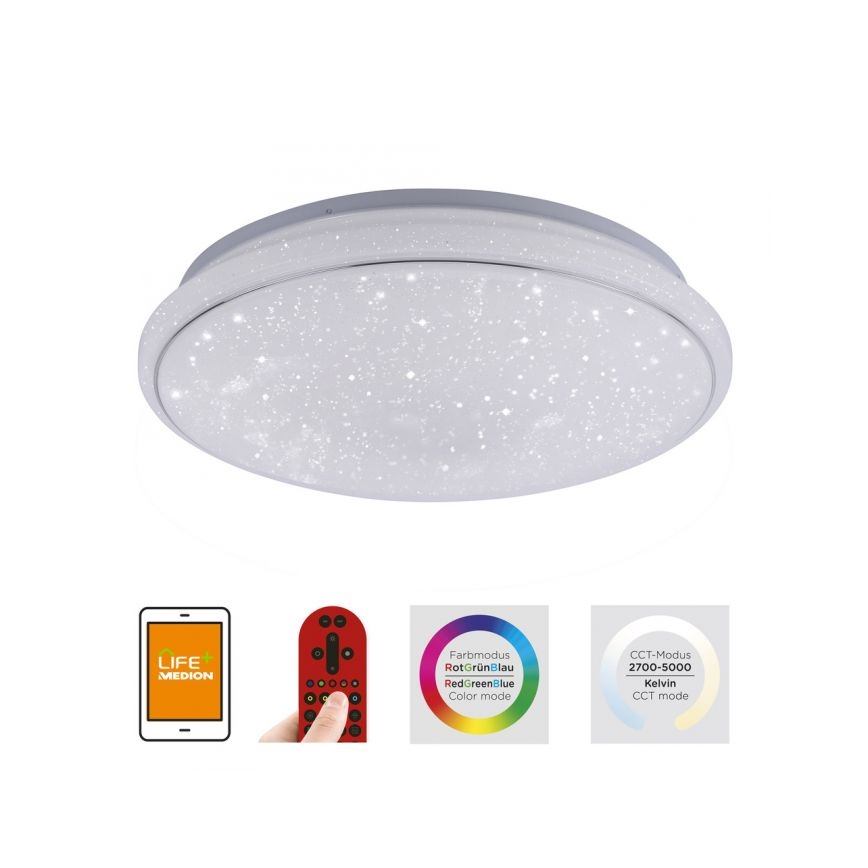 Leuchten Direkt 14743-16 - LED RGB Himmennettävä kattovalo JUPI LED/28W/230V Tuya 2700-5000K + kauko-ohjain