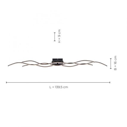 Leuchten Direkt 15167-18-LED Pintakiinnitteinen kattovalaisin WAWE 2xLED/12,5W/230V+LED/17W musta