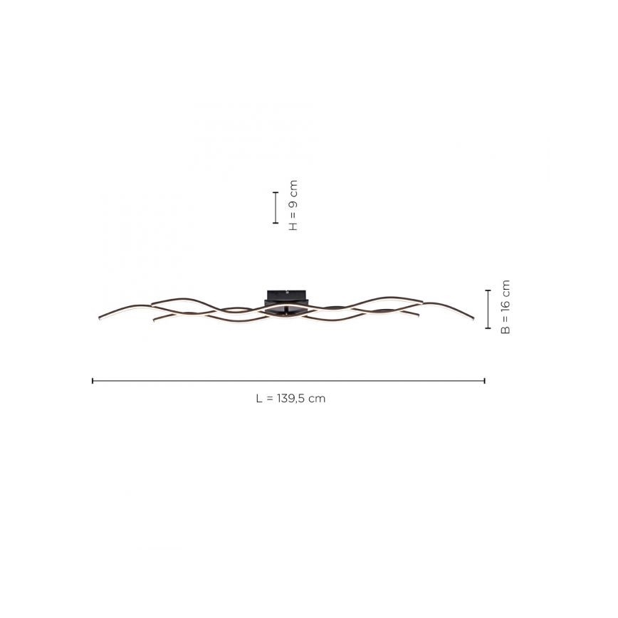 Leuchten Direkt 15167-18-LED Pintakiinnitteinen kattovalaisin WAWE 2xLED/12,5W/230V+LED/17W musta