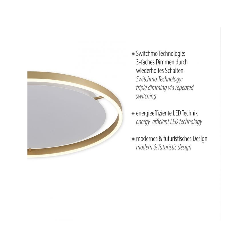 Leuchten Direkt 15392-60 - Himmennettävä LED-kattovalo RITUS LED/30W/230V messinki