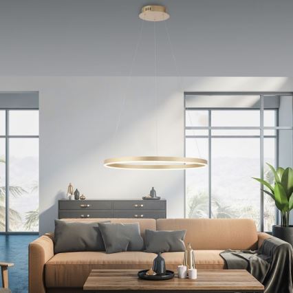 LLeuchten Direkt 15394-60 - LED-himmennettävä kattokruunu nauhalla RITUS LED/30W/230V messinki