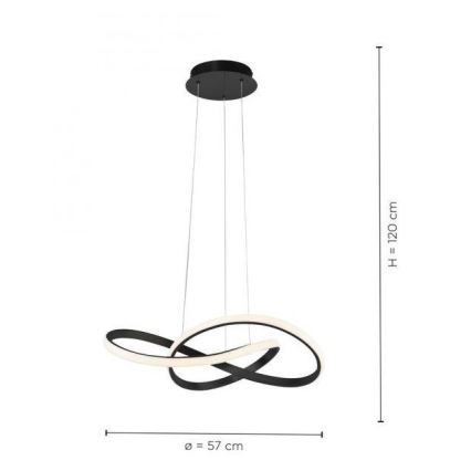 Leuchten Direkt 15402-18-LED Himmennettävä kattokruunu johdossa MARIA LED/25W/230V musta