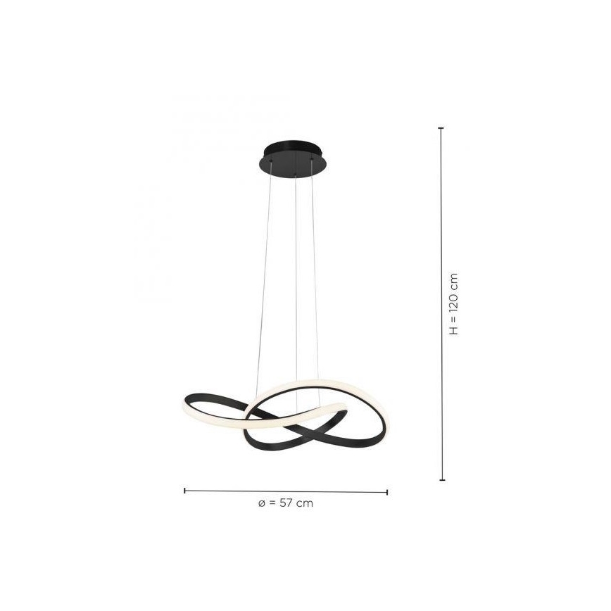 Leuchten Direkt 15402-18-LED Himmennettävä kattokruunu johdossa MARIA LED/25W/230V musta