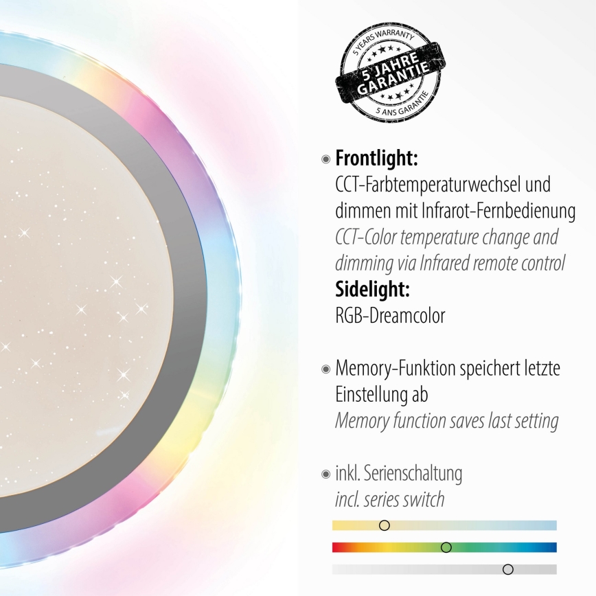 Leuchten Direkt 15411-2 - LED RGB Himmennettävä kattovalo CYBA 26W/230V + kaukosäädin