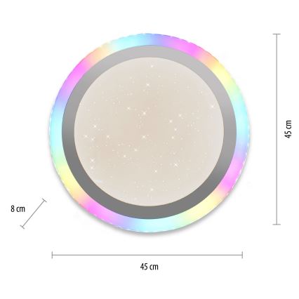 Leuchten Direkt 15411-2 - LED RGB Himmennettävä kattovalo CYBA 26W/230V + kaukosäädin