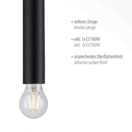 Leuchten Direkt 15617-18 - Riippuvalaisin BRUNA 1xE27/60W/230V musta
