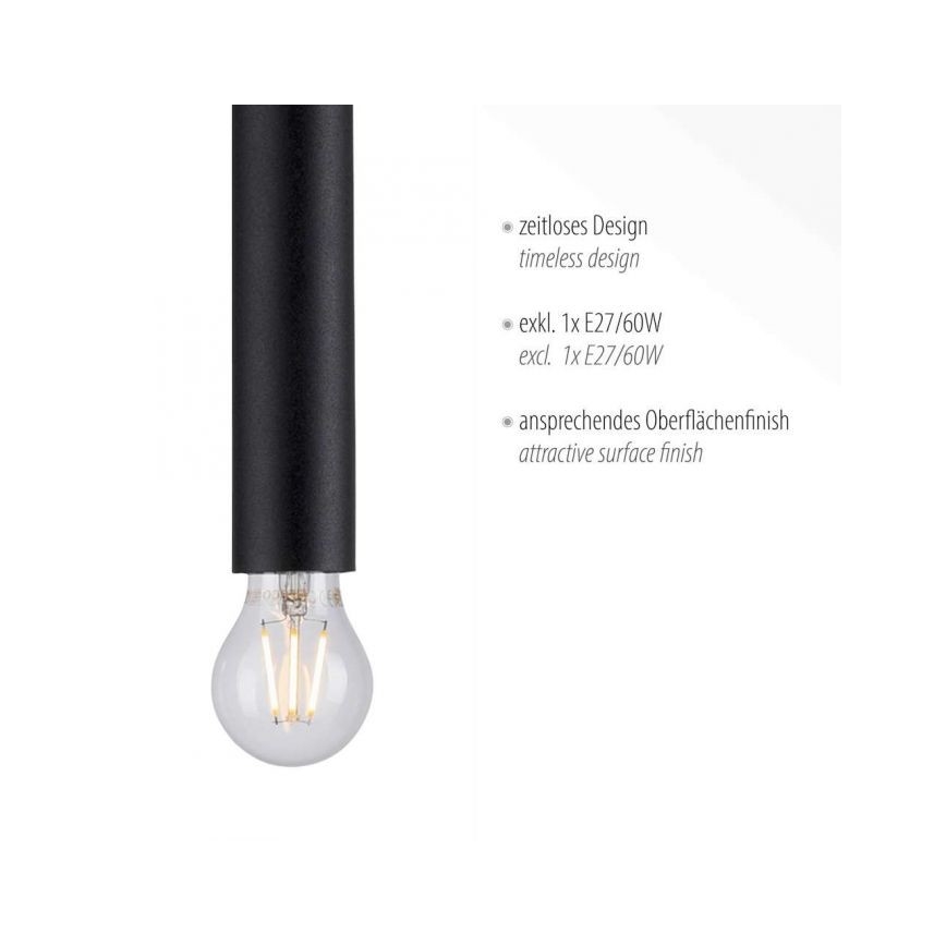 Leuchten Direkt 15617-18 - Riippuvalaisin BRUNA 1xE27/60W/230V musta