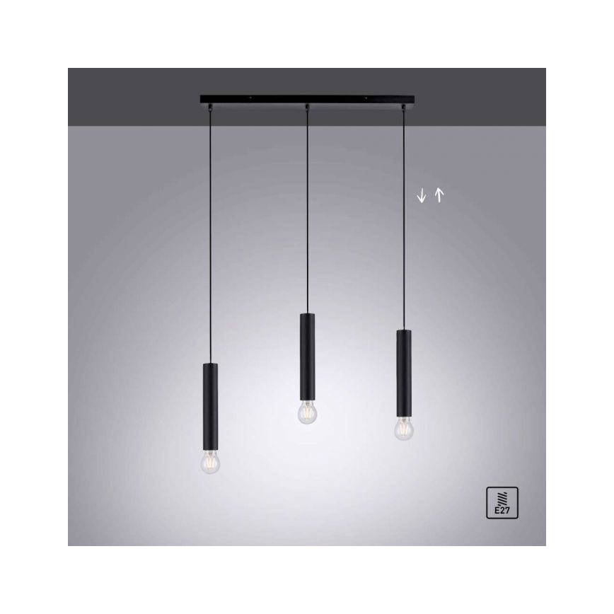 Leuchten Direkt 15618-18 - Riippuvalaisin BRUNA 3xE27/60W/230V musta