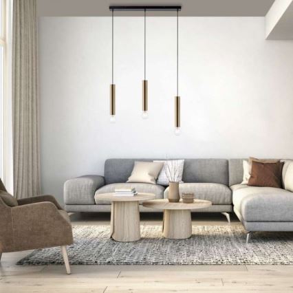 Leuchten Direkt 15618-60 - Riippuvalaisin BRUNA 3xE27/60W/230V messinki