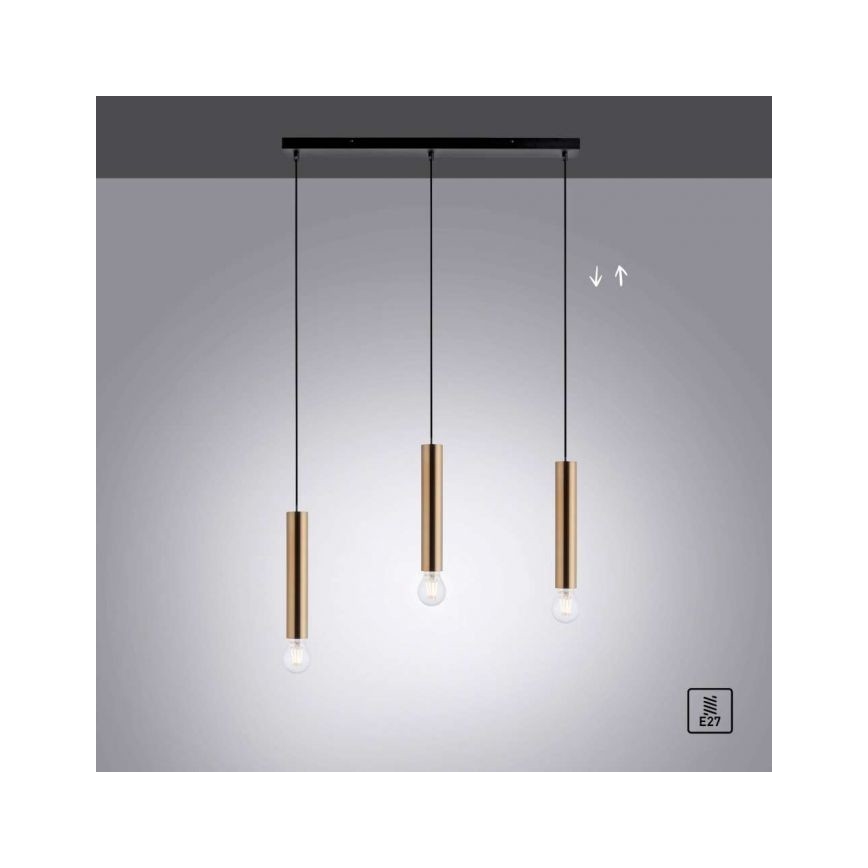Leuchten Direkt 15618-60 - Riippuvalaisin BRUNA 3xE27/60W/230V messinki