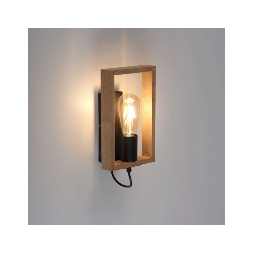 Leuchten Direkt 15654-18 - Seinävalaisin FRANKY 1xE27/60W/230V akaasia