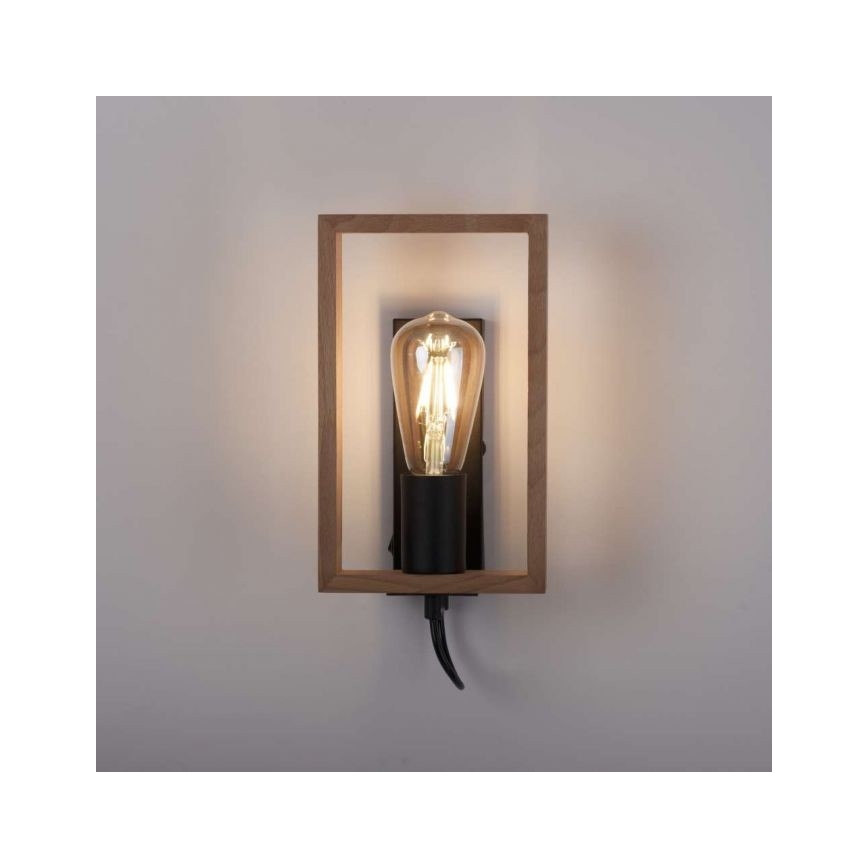 Leuchten Direkt 15654-18 - Seinävalaisin FRANKY 1xE27/60W/230V akaasia