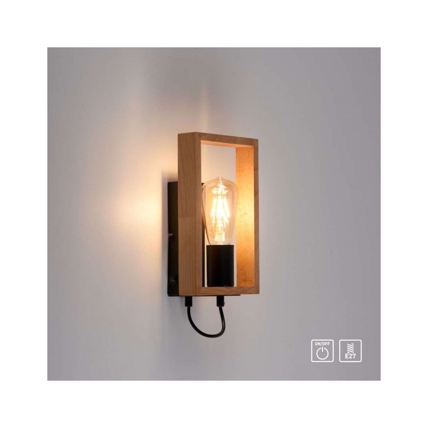 Leuchten Direkt 15654-18 - Seinävalaisin FRANKY 1xE27/60W/230V akaasia