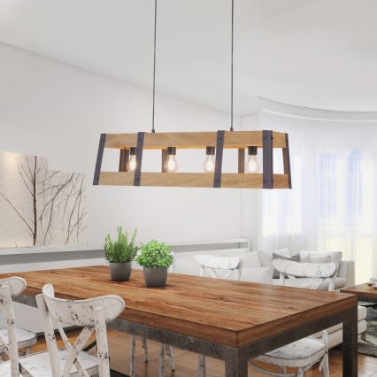 Leuchten Direkt 15721-79 - Kattokruunu narulla CRATE 4xE27/60W/230V