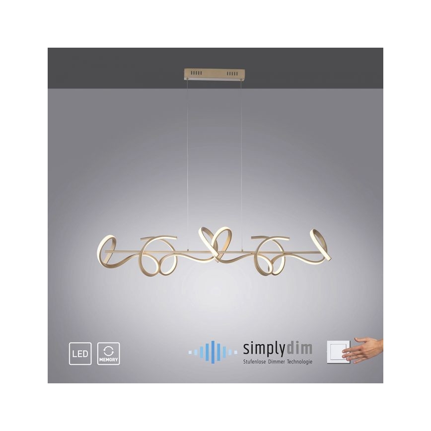 Leuchten Direkt 19033-60 - LED Himmennettävä kattokruunu johdossa CURLS LED/40,8W/230V