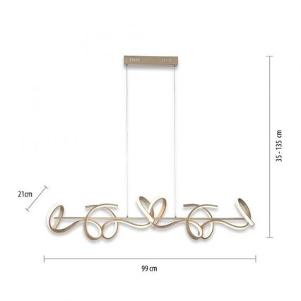Leuchten Direkt 19033-60 - LED Himmennettävä kattokruunu johdossa CURLS LED/40,8W/230V