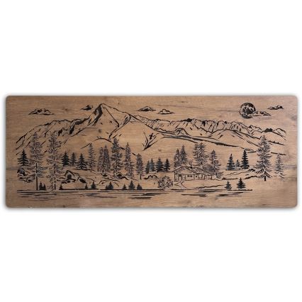 Li-Go 23521/OVL/DUB3 - Himmennettävä LED-seinäkoriste LED/10W/5V 30000 mAh 130x50 cm tammi/Mökki vuoristossa