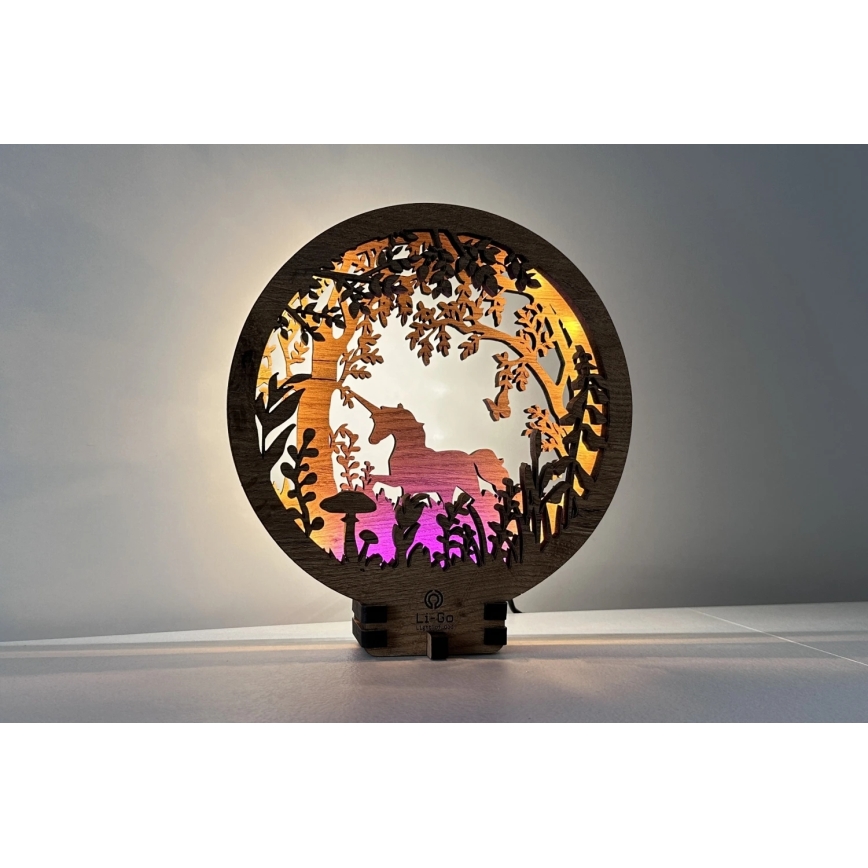 Li-Go 23568/DUB2 - Himmennettävä LED-pöytävalaisin LED/12W/230V 20x22 cm tammi/yksisarvinen