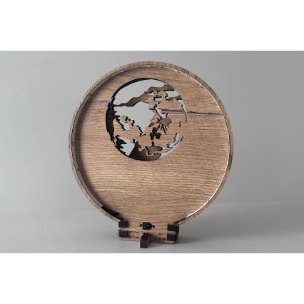 Li-Go 23574/DUB2 - himmennettävä LED-pöytäkoriste LED/12W/230V 20x22 cm tammi/Susi ja kuu