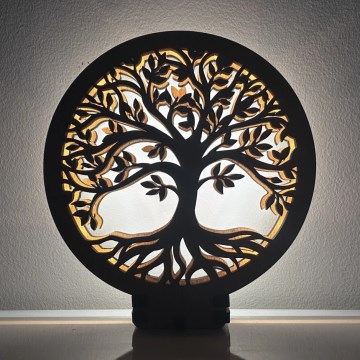 Li-Go 23577/DUB2 - himmennettävä LED-pöytäkoriste LED/12W/230V 20x22 cm tammi/Elämänpuu