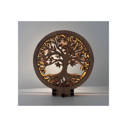 Li-Go 23577/DUB2 - himmennettävä LED-pöytäkoriste LED/12W/230V 20x22 cm tammi/Elämänpuu