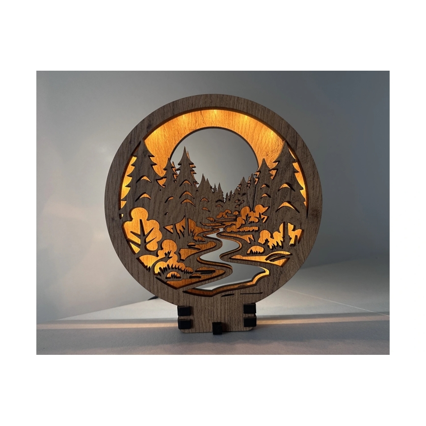 Li-Go 23580/DUB2 - Himmennettävä LED-pöytäkoriste LED/12W/230V 20x22 cm tammi/Metsässä