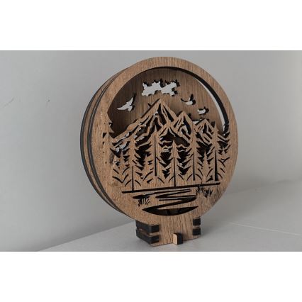 Li-Go 23583/DUB2 - Himmennettävä LED-pöytävalaisin LED/12W/230V 20x22 cm tammi/Vuoret ja metsä