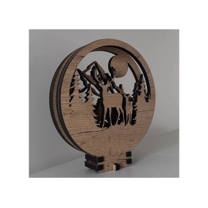 Li-Go 23592/DUB2 - LED-himmennettävä pöytäkoriste LED/12W/230V 20x22 cm tammi/peura ja naaras