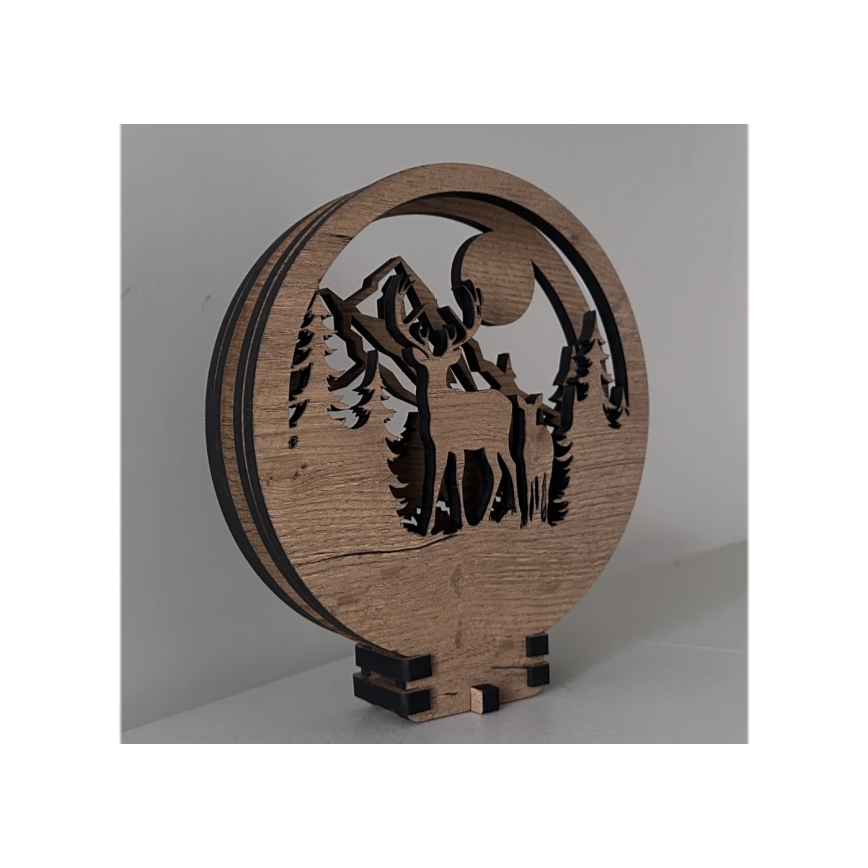 Li-Go 23592/DUB2 - LED-himmennettävä pöytäkoriste LED/12W/230V 20x22 cm tammi/peura ja naaras