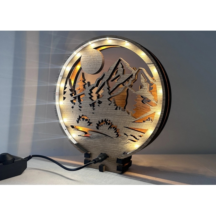 Li-Go 23592/DUB2 - LED-himmennettävä pöytäkoriste LED/12W/230V 20x22 cm tammi/peura ja naaras