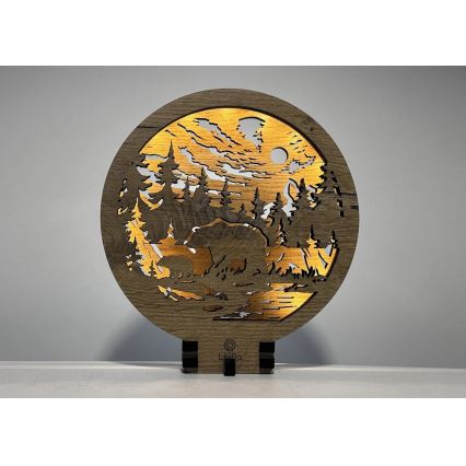 Li-Go 23595/DUB2 - Himmennettävä LED-pöytäkoriste LED/12W/230V 20x22 cm tammi/karhut