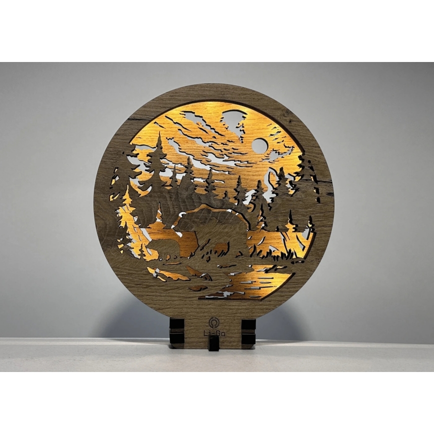 Li-Go 23595/DUB2 - Himmennettävä LED-pöytäkoriste LED/12W/230V 20x22 cm tammi/karhut