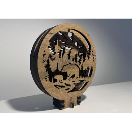 Li-Go 23595/DUB2 - Himmennettävä LED-pöytäkoriste LED/12W/230V 20x22 cm tammi/karhut