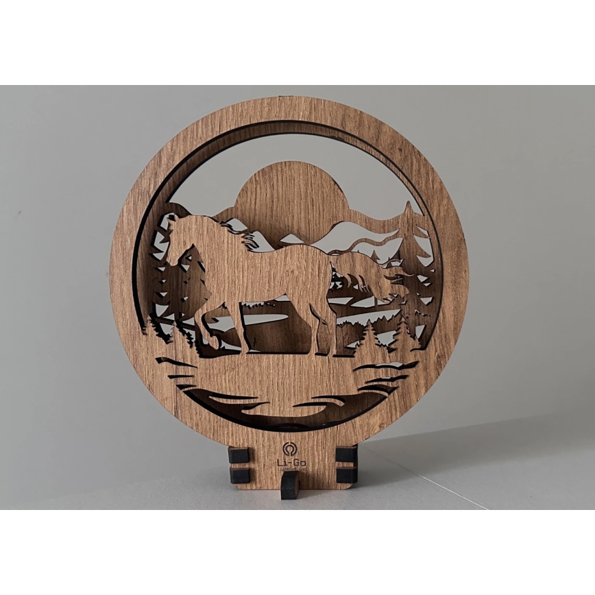 Li-Go 23598/DUB2 - Himmennettävä LED-pöytäkoriste LED/12W/230V 20x22 cm tammi/hevonen