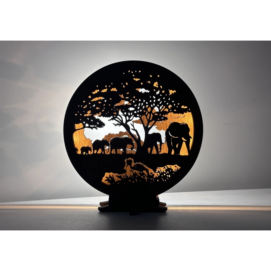 Li-Go 23610/DUB2 - LED-himmennettävä pöytävalaisin LED/12W/230V 20x22 cm tammi/norsut