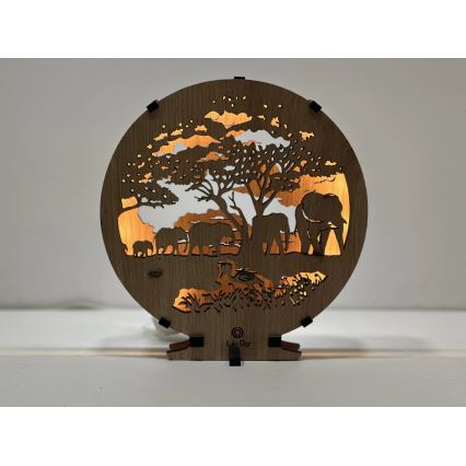 Li-Go 23610/DUB2 - LED-himmennettävä pöytävalaisin LED/12W/230V 20x22 cm tammi/norsut