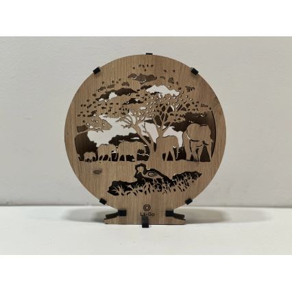 Li-Go 23610/DUB2 - LED-himmennettävä pöytävalaisin LED/12W/230V 20x22 cm tammi/norsut