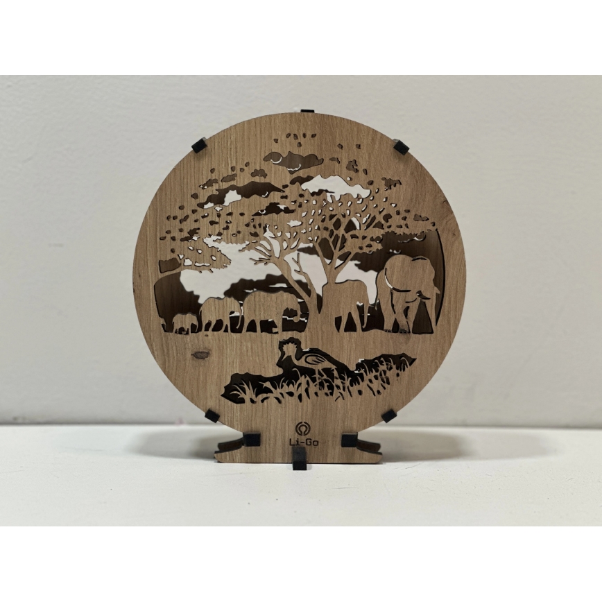 Li-Go 23610/DUB2 - LED-himmennettävä pöytävalaisin LED/12W/230V 20x22 cm tammi/norsut