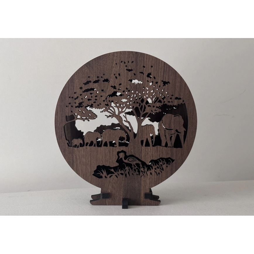 Li-Go 23610/DUB2 - LED-himmennettävä pöytävalaisin LED/12W/230V 20x22 cm tammi/norsut