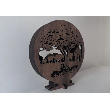 Li-Go 23610/DUB2 - LED-himmennettävä pöytävalaisin LED/12W/230V 20x22 cm tammi/norsut