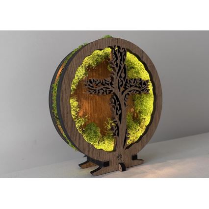 Li-Go 23622/DUB2 - LED-himmennettävä pöytäkoristevalaisin LED/12W/230V 20x22 cm tammi/risti sammalessa