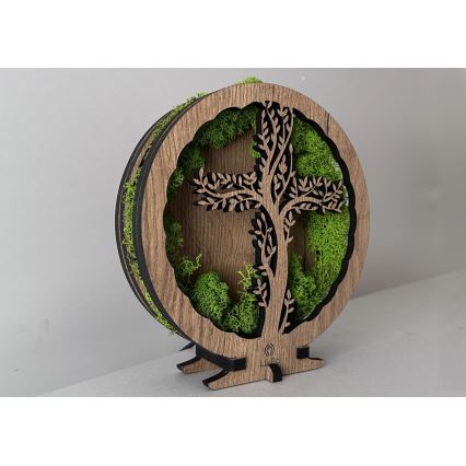 Li-Go 23622/DUB2 - LED-himmennettävä pöytäkoristevalaisin LED/12W/230V 20x22 cm tammi/risti sammalessa