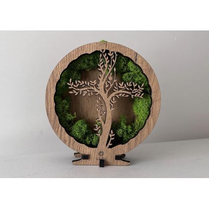 Li-Go 23622/DUB2 - LED-himmennettävä pöytäkoristevalaisin LED/12W/230V 20x22 cm tammi/risti sammalessa