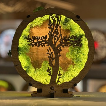 Li-Go 23622/DUB2 - LED-himmennettävä pöytäkoristevalaisin LED/12W/230V 20x22 cm tammi/risti sammalessa