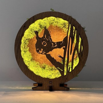 Li-Go 23625/DUB2 - Himennettävä LED-pöytäkoriste LED/12W/230V 20x22 cm tammi/sammalorava